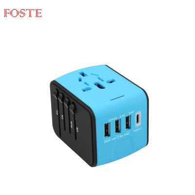 Type C travel usb charger plugs EU UK US AUS 4 port multi usb charger 3.4A mobile phone travel charger